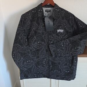 NWT Ripndip Men's XL Coach Jacket With All Over Cat Print 🖤🐈‍⬛️🎁